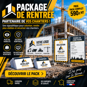 PACK SIGNALÉTIQUE bâtiment, travaux publics, terrassement, VRD, couverture, maçonnerie, rénovation...