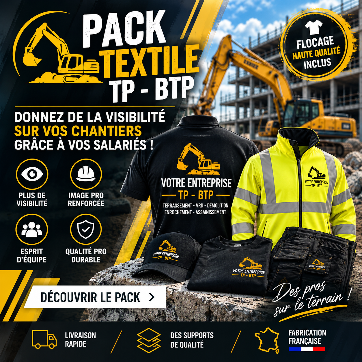 rentrée TP textile TP BTP fluo