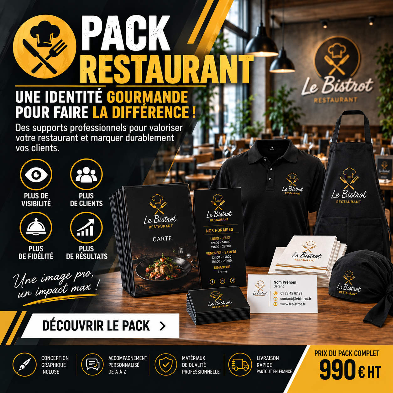 restaurant menu promo textile restau nord paris smart phone